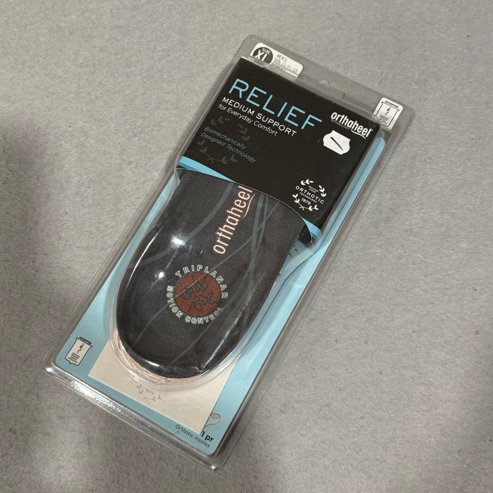Orthaheel Relief Orthotic Insoles Mens XL 11.5-13 Black 3/4 Length 21RR12